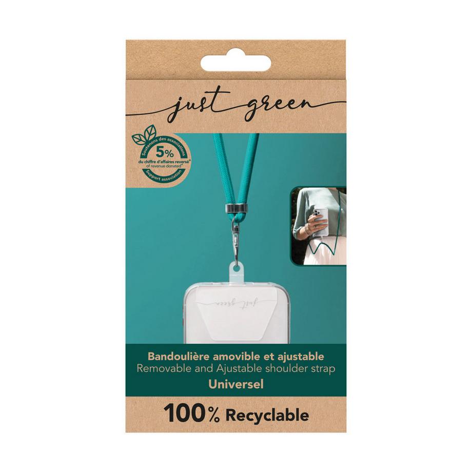 Just green  Universell abnehmbarer Schultergurt Just green recycelbar Blue Green Lagoon 