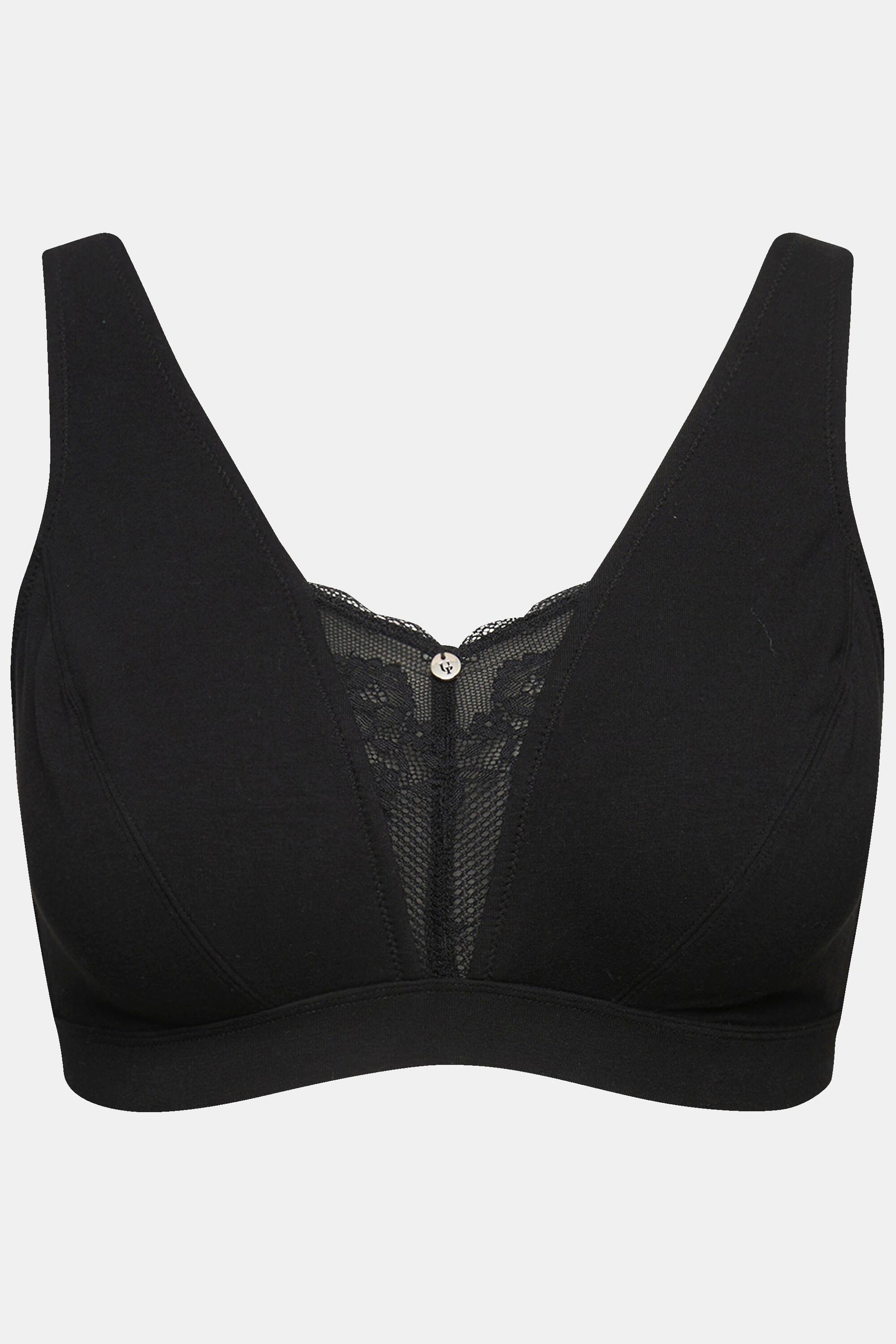 Ulla Popken  Bralette, Spitzeneinsatz, ohne Bügel, Cup C - E 