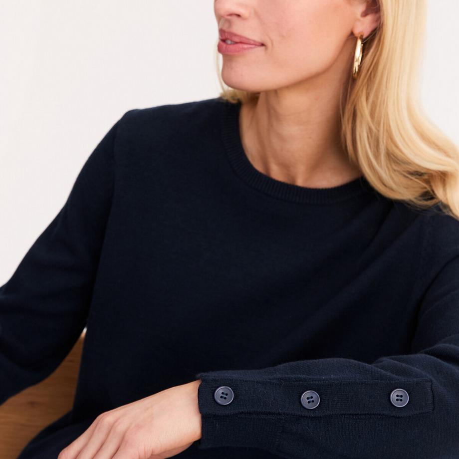 La Redoute Collections Pull col rond en fine maille  