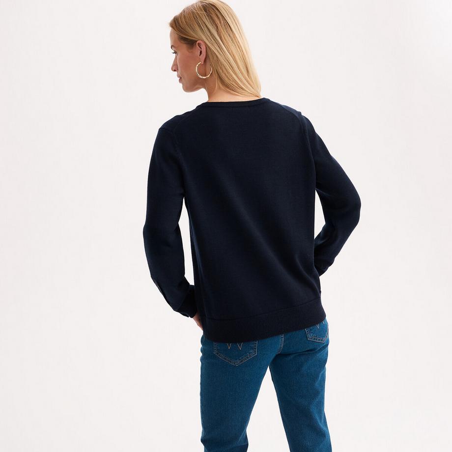 La Redoute Collections Pull col rond en fine maille  