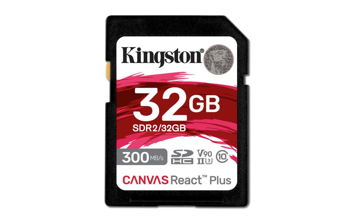 KINGSTON TECHNOLOGY  Kingston Technology 32GB Canvas React Plus SDHC UHS-II 300R/260W U3 V90 for Full HD/4K/8K 