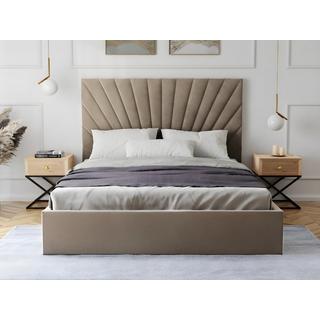 PASCAL MORABITO Lit coffre 140 x 190 cm - Velours - Taupe + Matelas - RILIODA de Pascal Morabito  