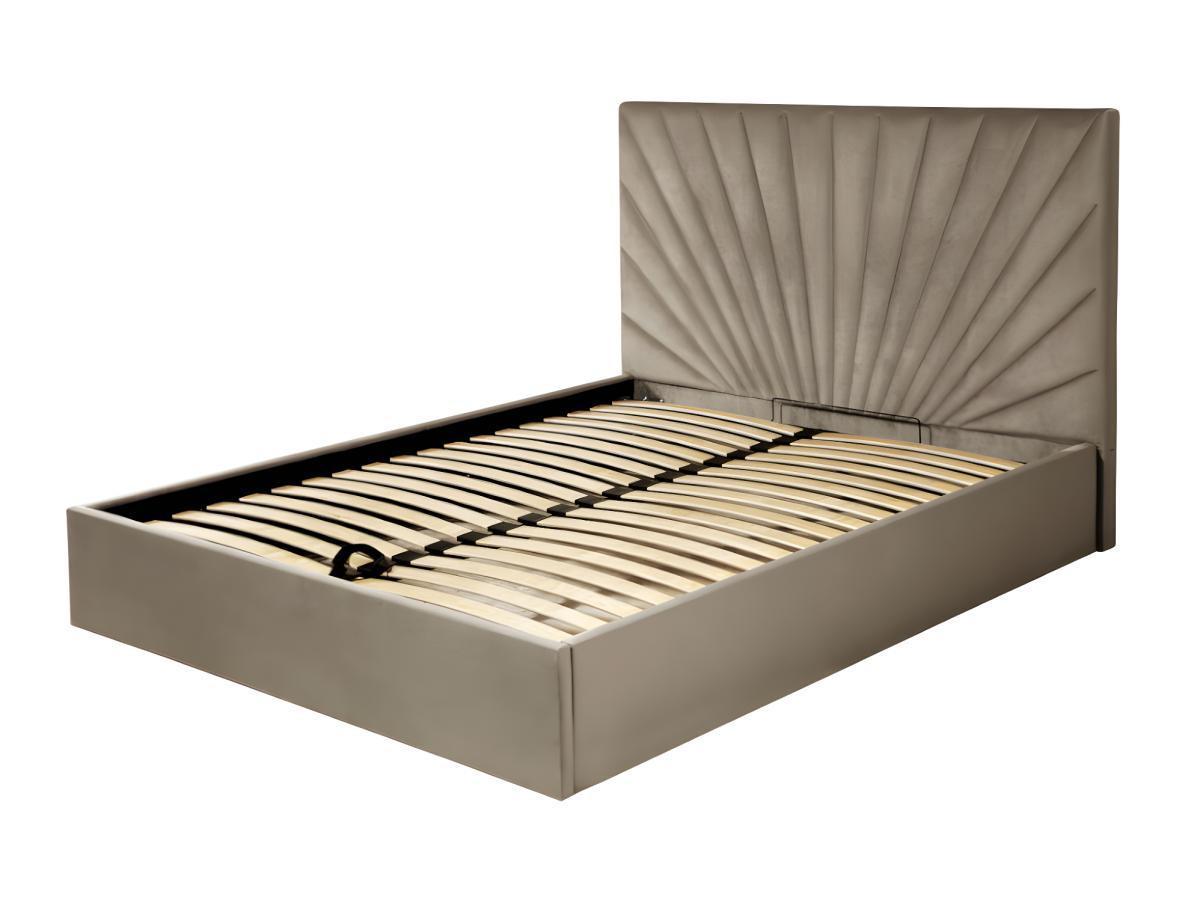 PASCAL MORABITO Lit coffre 140 x 190 cm - Velours - Taupe + Matelas - RILIODA de Pascal Morabito  