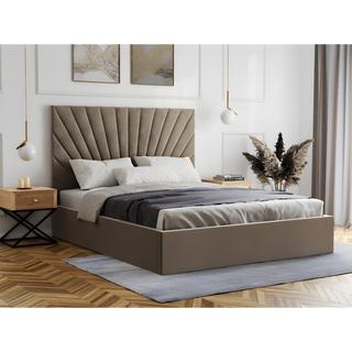 PASCAL MORABITO Lit coffre 140 x 190 cm - Velours - Taupe + Matelas - RILIODA de Pascal Morabito  