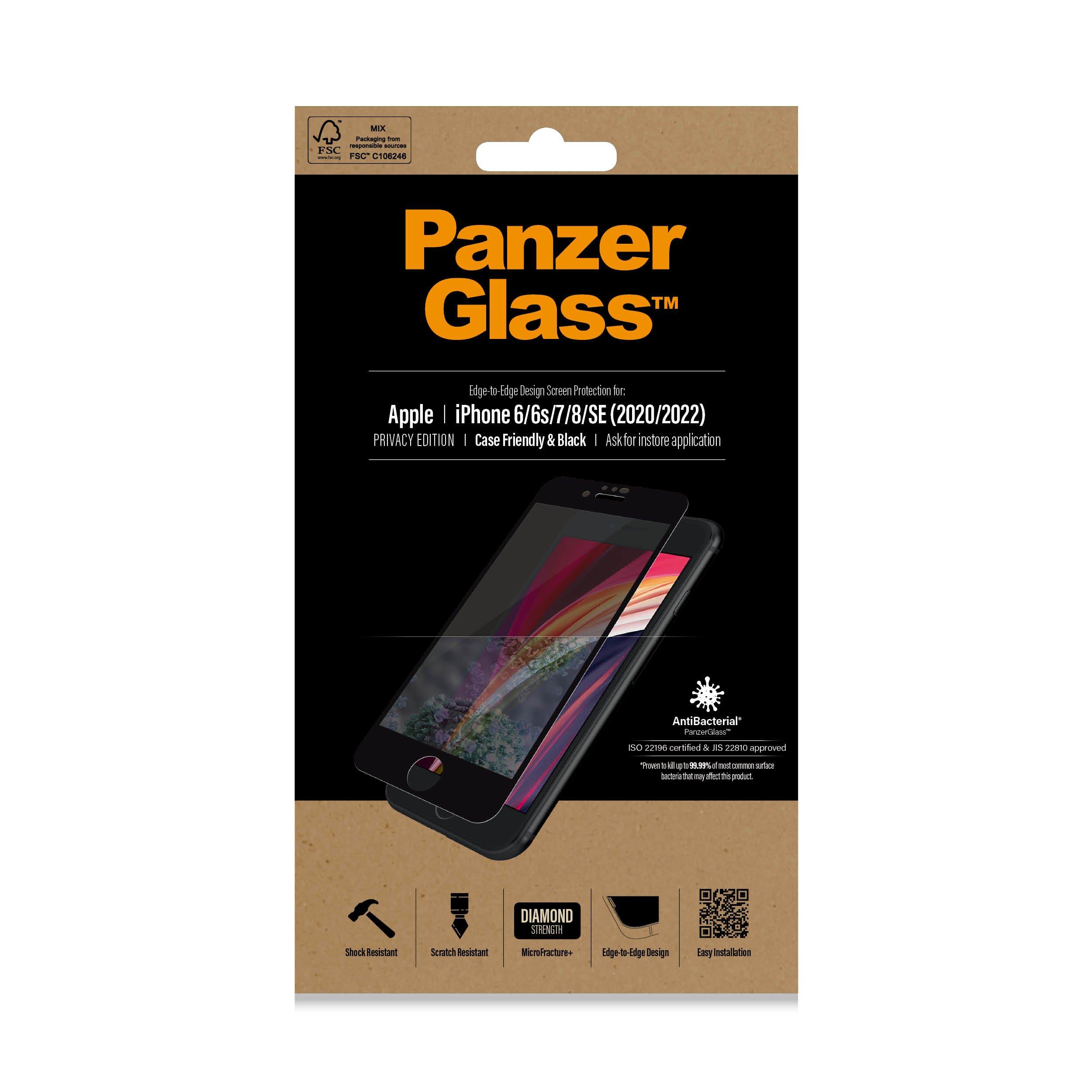 PanzerGlass  Displayschutz Case Friendly Privacy iPhone 6/6S/7/8/SE 2020 