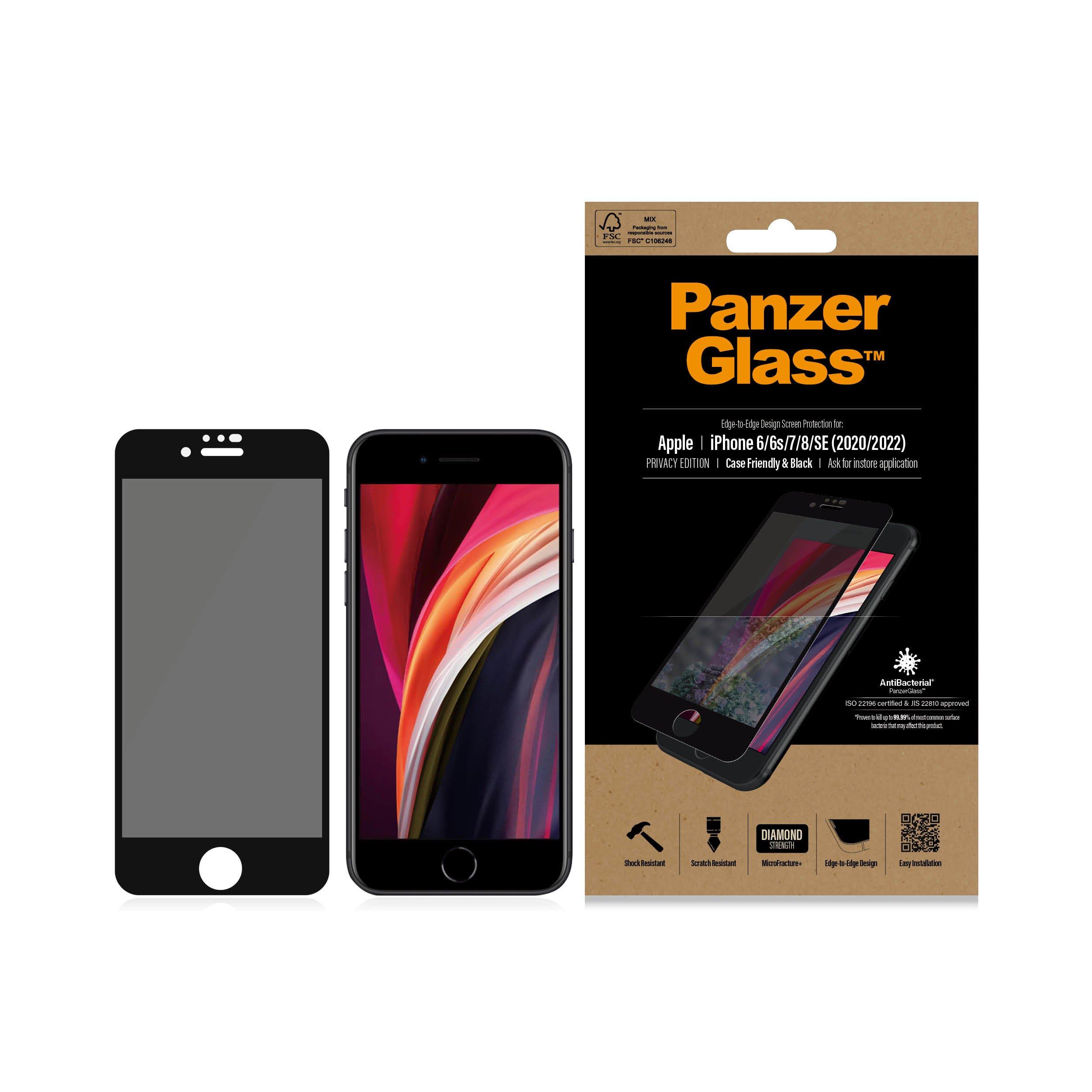 PanzerGlass  Displayschutz Case Friendly Privacy iPhone 6/6S/7/8/SE 2020 