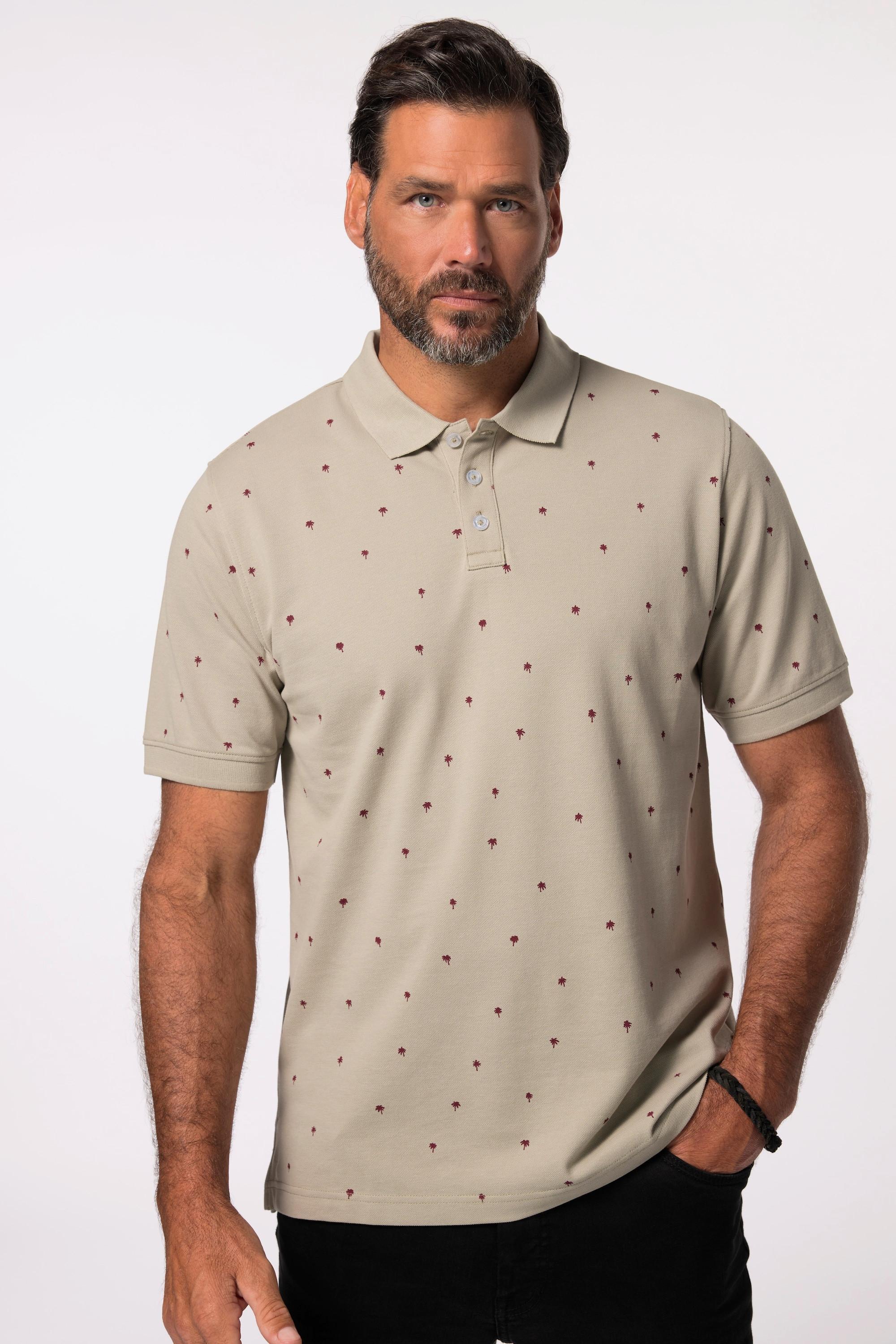 JP1880  Maglia polo di piqué con mezze maniche e stampa minimalista, fino alla tg. 8XL 