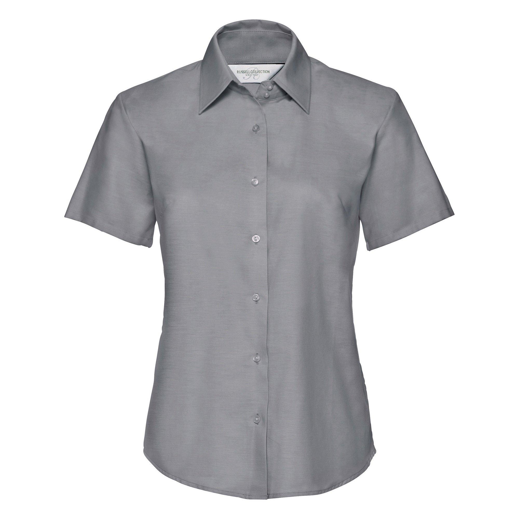 Image of Collection Easy Care Oxford Bluse, Kurzarm Damen Silber XS