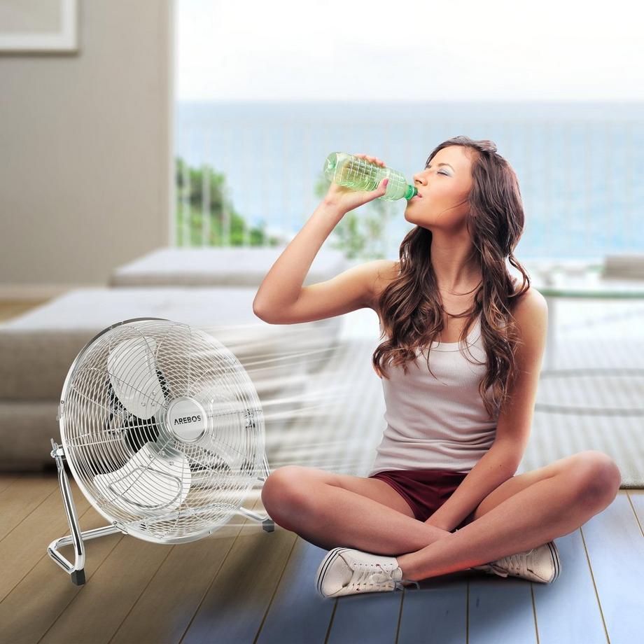 Arebos  Bodenventilator Windmaschine Luftkühler Lüfter 14 Zoll Ø 35 Hallenlüfter 