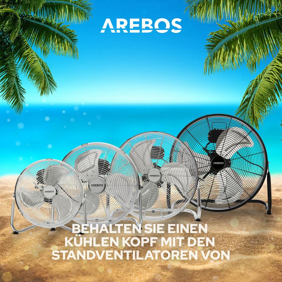 Arebos  Bodenventilator Windmaschine Luftkühler Lüfter 14 Zoll Ø 35 Hallenlüfter 