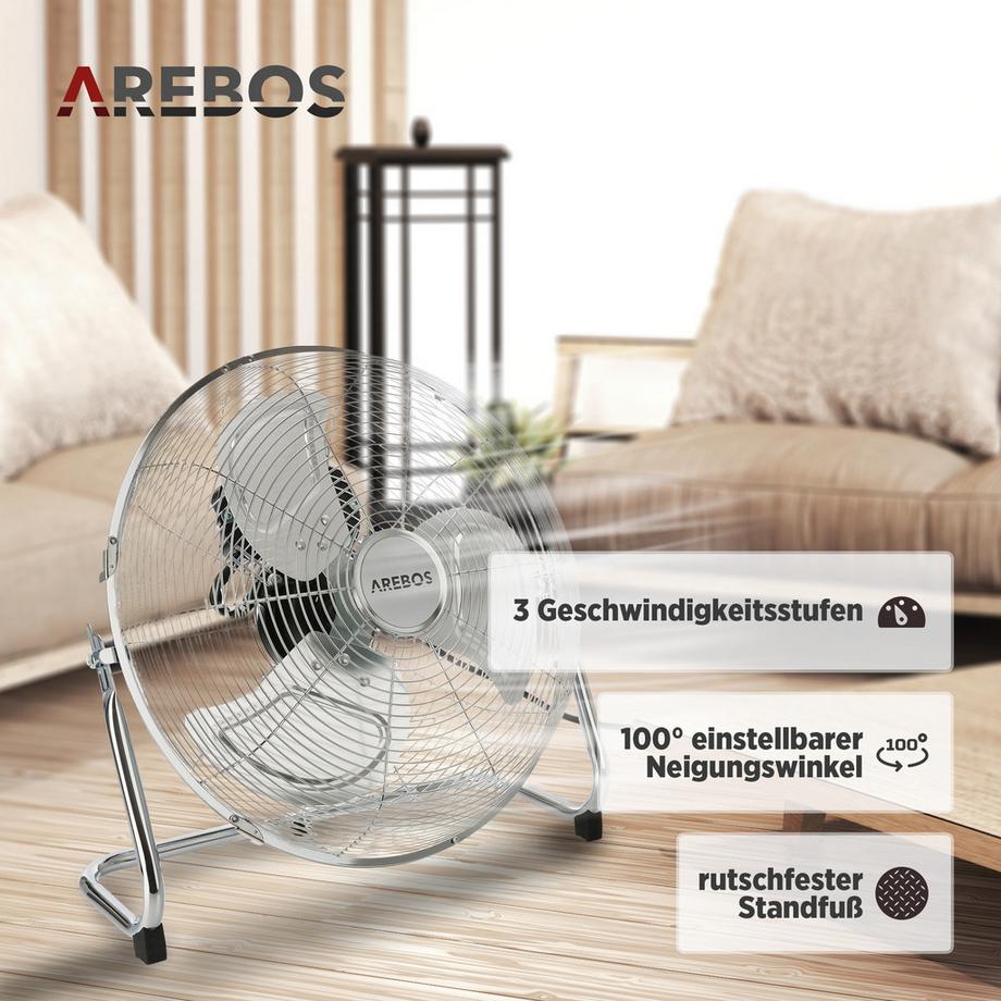 Arebos  Bodenventilator Windmaschine Luftkühler Lüfter 14 Zoll Ø 35 Hallenlüfter 