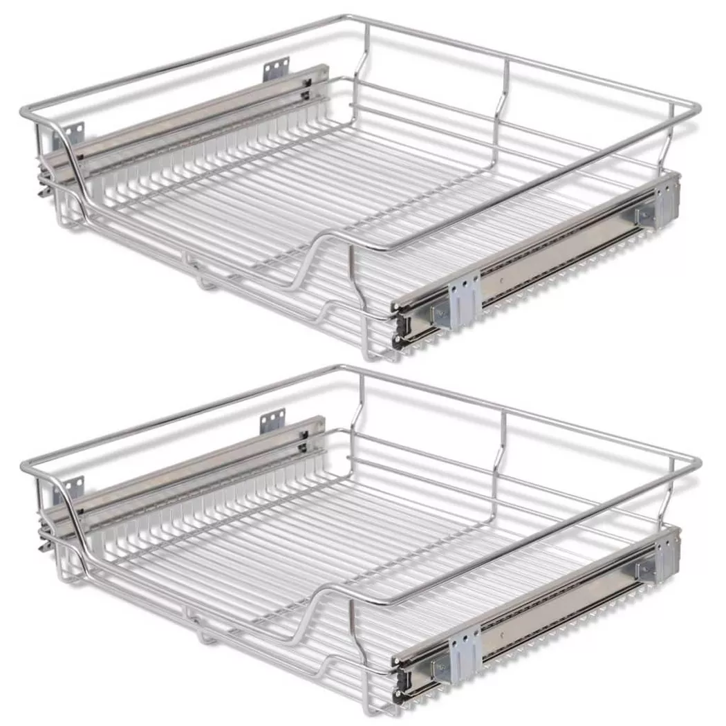 VidaXL - Einbauschublade korbauszug 2 stk. metall, One Size, Silber