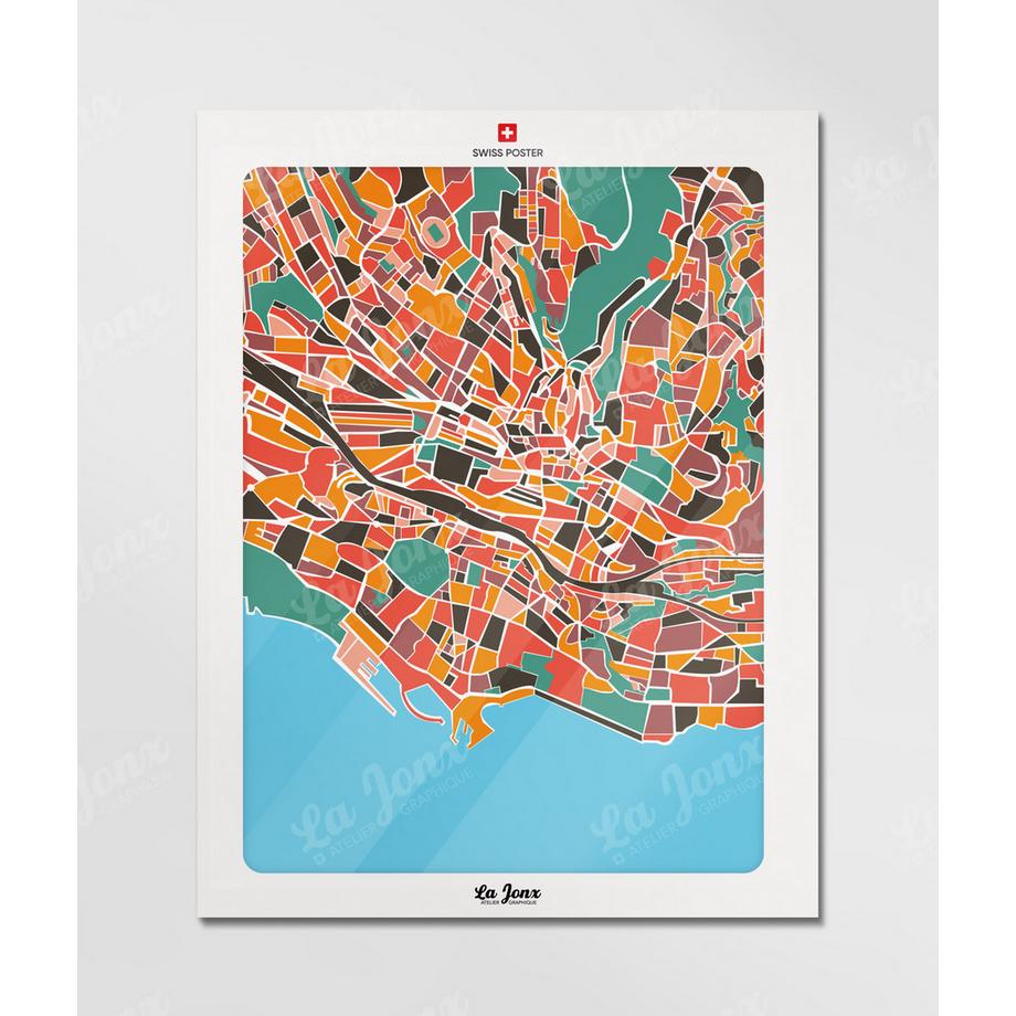 La-Jonx Affiche de Carte de Lausanne  