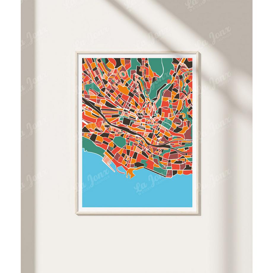 La-Jonx Affiche de Carte de Lausanne  