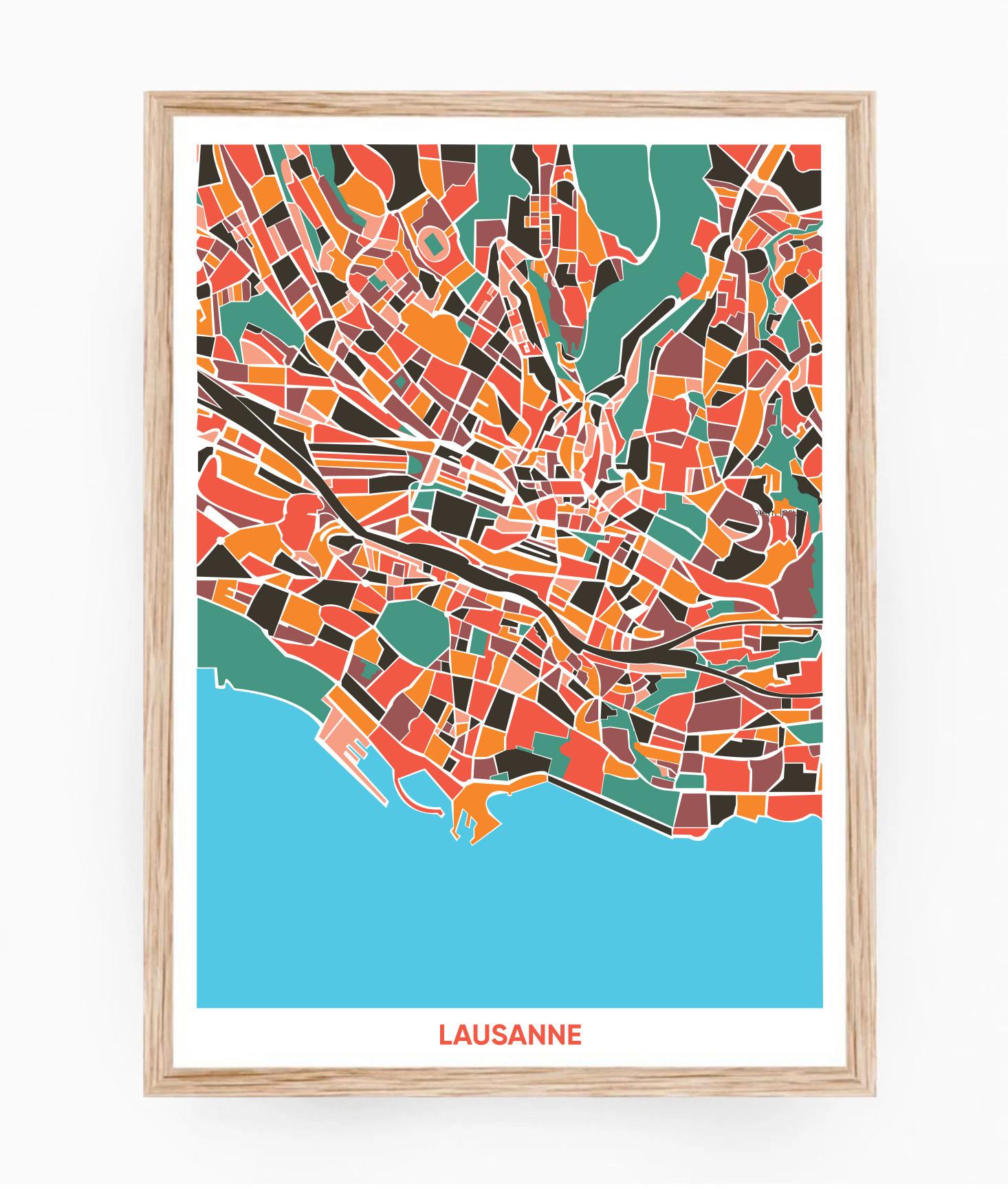 La-Jonx Carte de Lausanne - Poster  