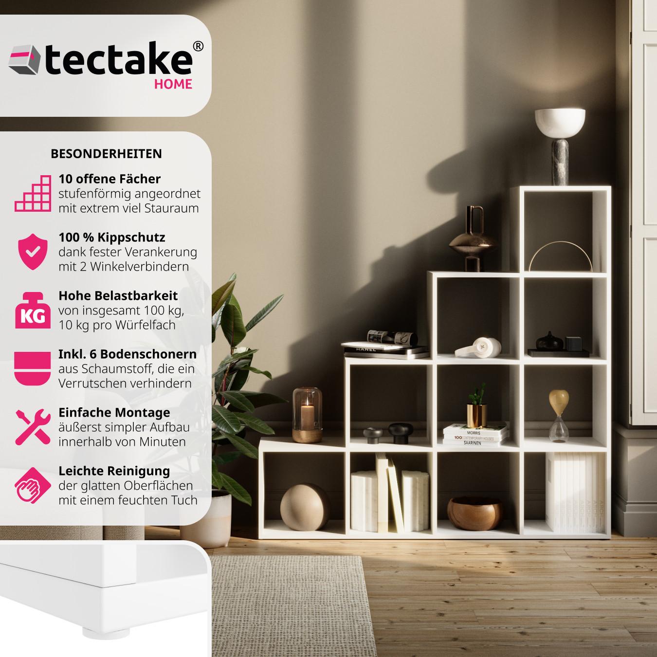 Tectake Libreria Talisa con 10 scomparti aperti, design a cubo  