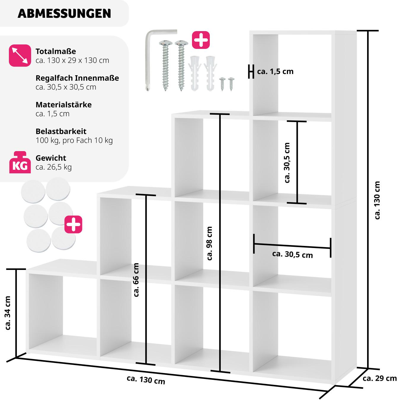 Tectake Libreria Talisa con 10 scomparti aperti, design a cubo  