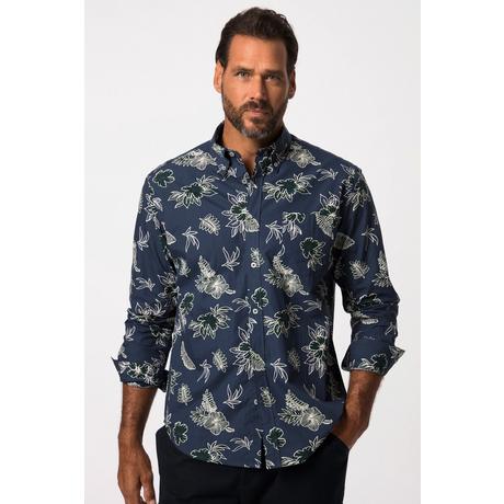 JP1880  Chemise à manches longues, col à pointes boutonnées et imprimé floral - coupe Modern Fit, jusqu'au 8XL 