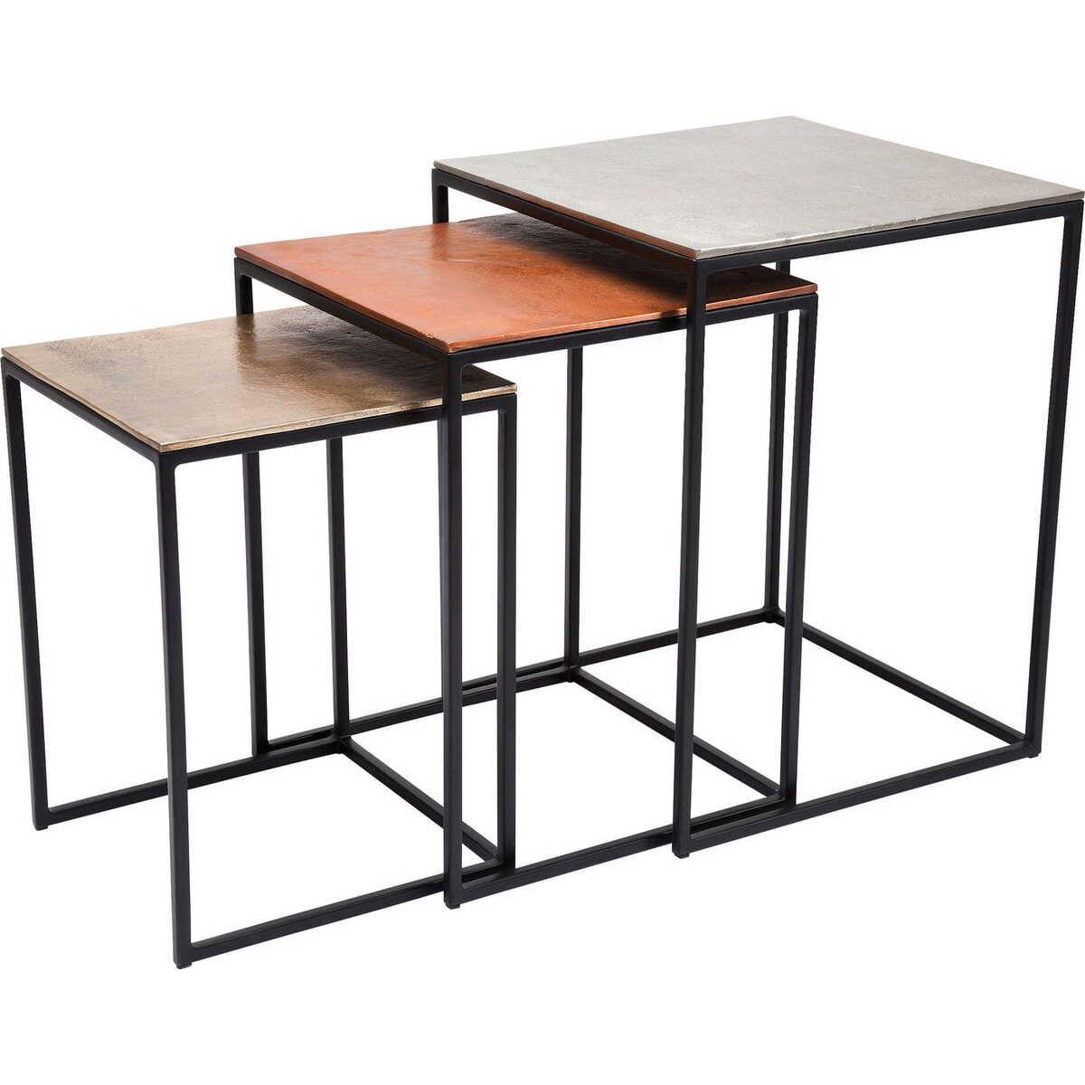 KARE Design Table d&#039;appoint Loft Square Vintage (3/set)  