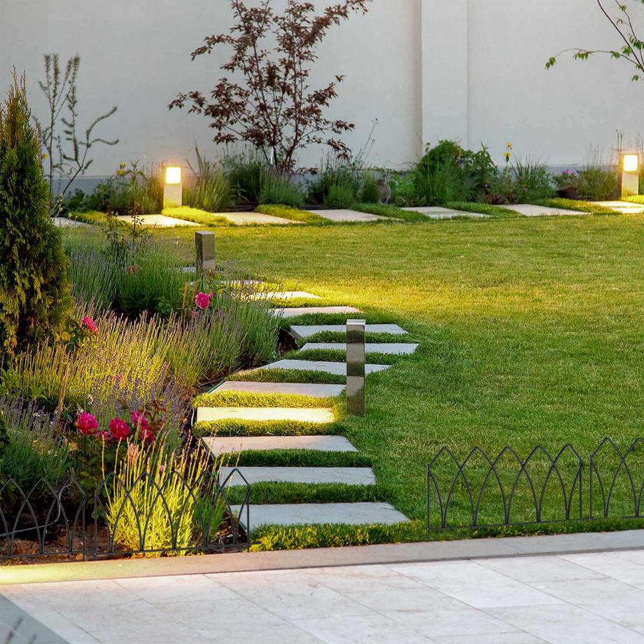 B2X  Clôture de parterre de fleurs en 4 parties en métal 