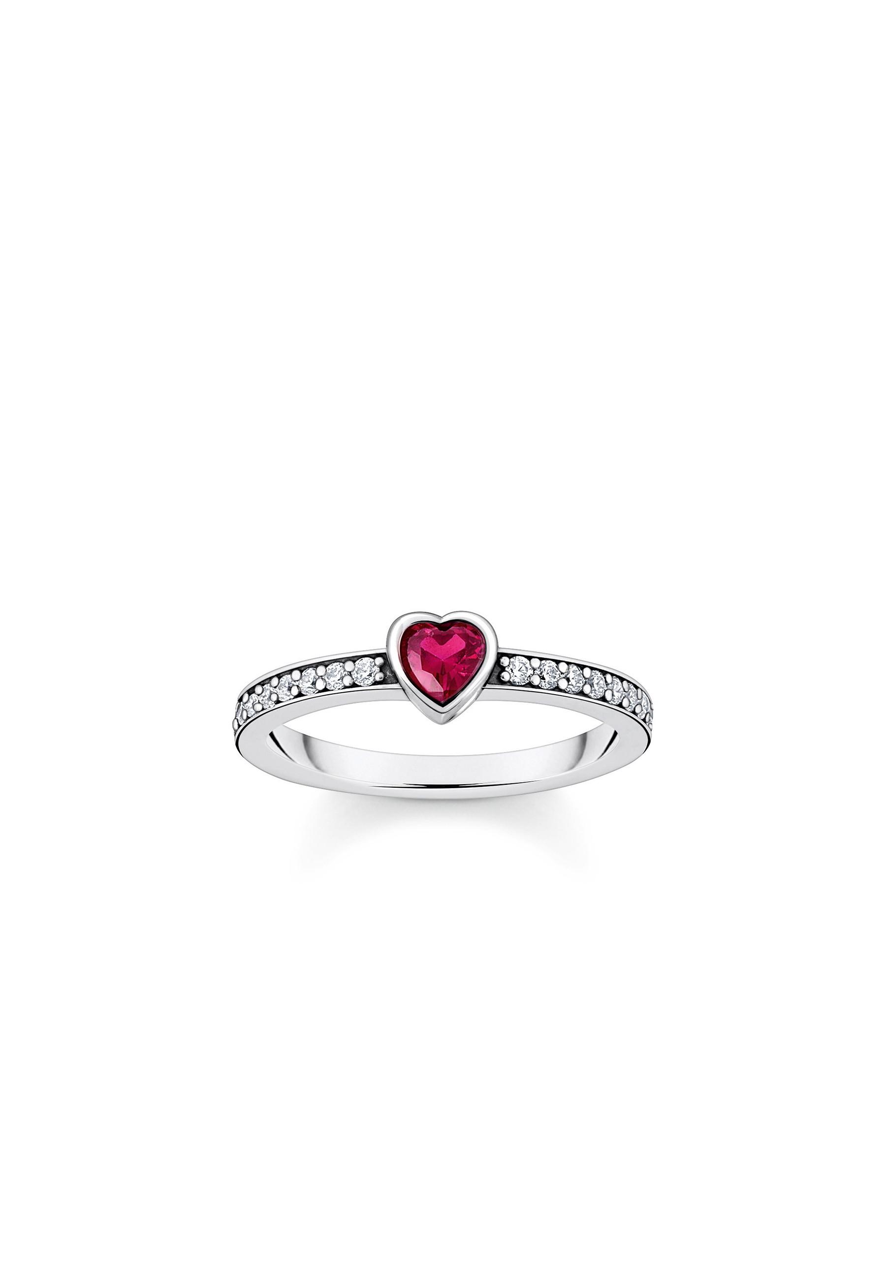Image of Ring Silber Solitär Rot Herzförmiger Stein Damen Rot 20mm