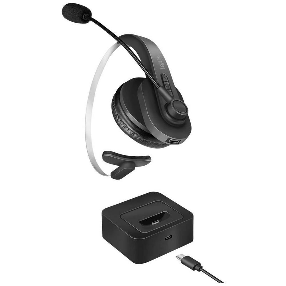 LogiLink  Bluetooth Mono Headset mit Ladestation, Mikrofon 