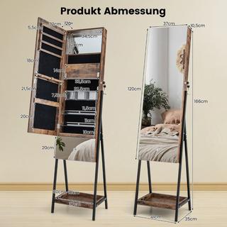 B2X Schmuckschrank mit Spiegel Spiegelschrank abschließbar mit 3 farbigen  