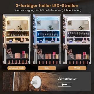 B2X Schmuckschrank mit Spiegel Spiegelschrank abschließbar mit 3 farbigen  