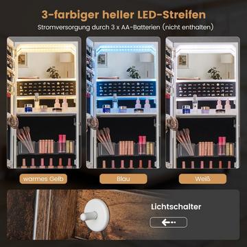 Schmuckschrank mit Spiegel Spiegelschrank abschließbar mit 3 farbigen