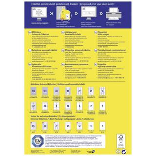 Avery Zweckform Etichetta universale 63.5 x 29.6 mm Carta Bianco 2700 pz. Staccabile Stampante a getto d'in  