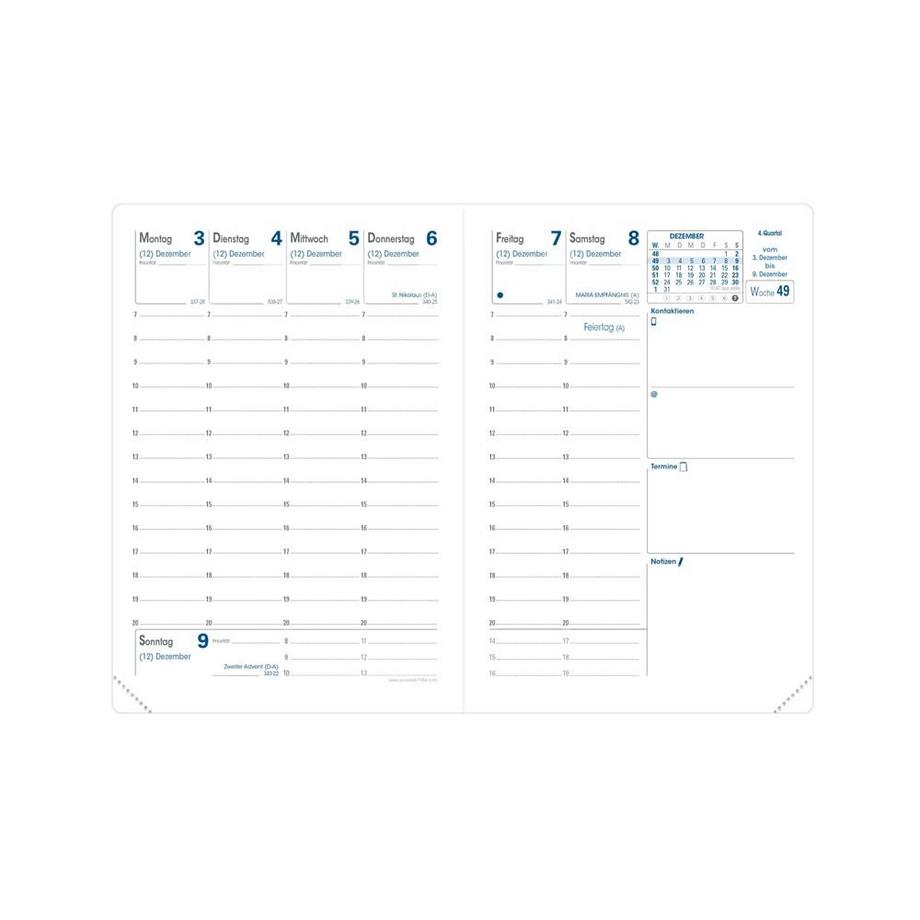 QUO-VADIS Quo Vadis - Agenda - 2025 - Rigiro - Settimana Planning - Tedesco - Club - Blu - 13 mesi da dicembre a dicembre - 9x12,5 cm - Carta Clairefontaine Bianca - Prodotto in Francia  