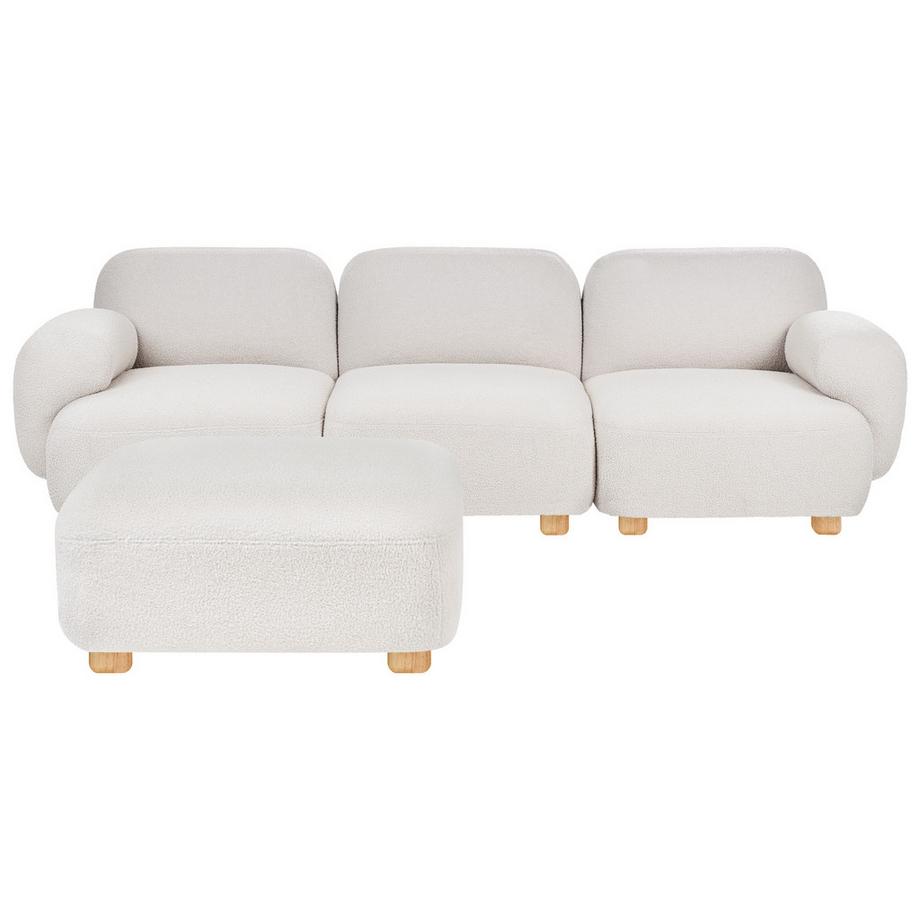 Beliani 3-Sitzer Sofa mit Ottomane aus Bouclé Modern AMLI  