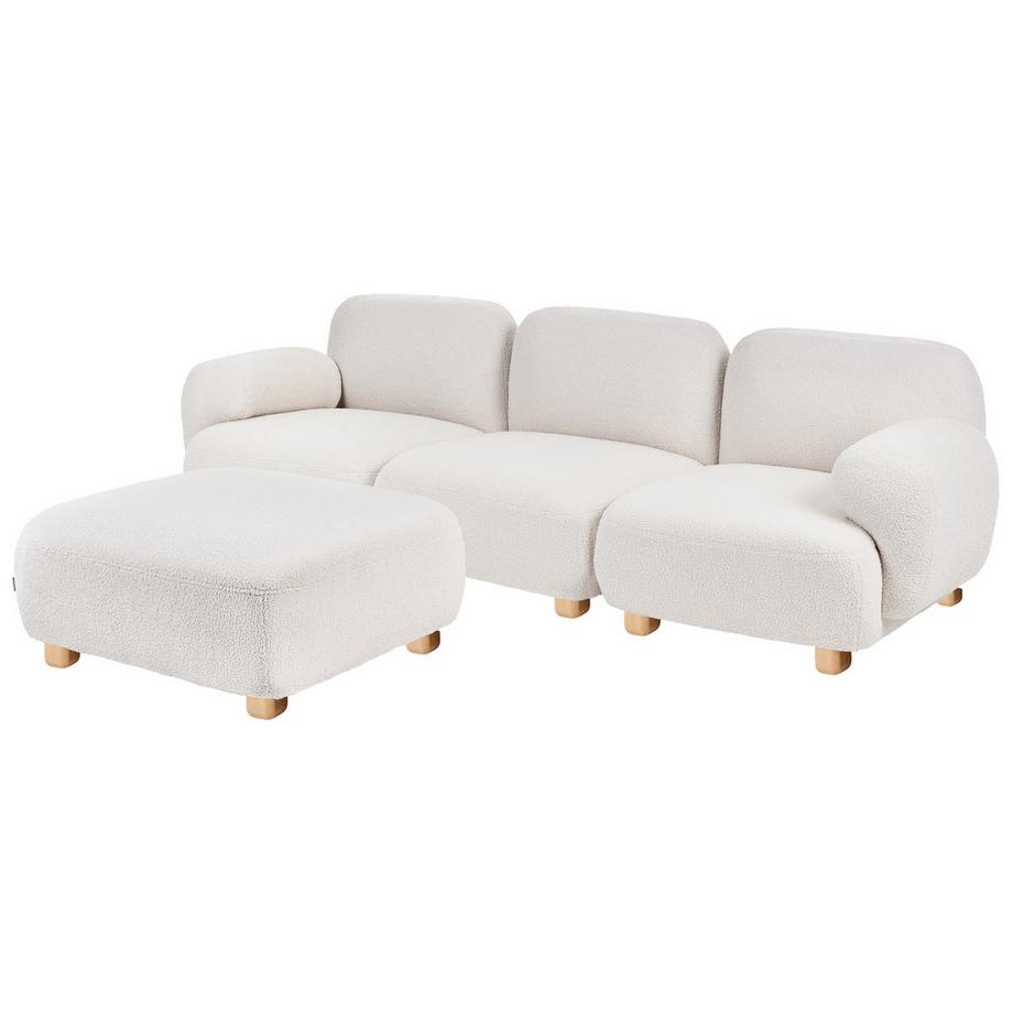 Beliani 3-Sitzer Sofa mit Ottomane aus Bouclé Modern AMLI  
