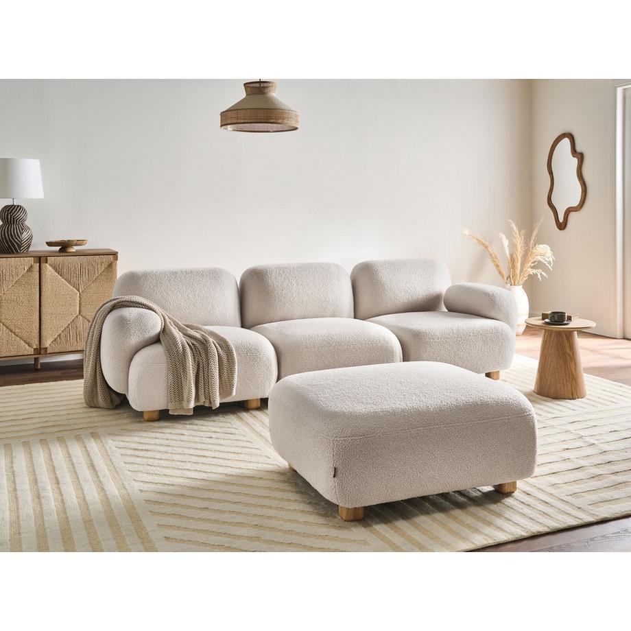 Beliani 3-Sitzer Sofa mit Ottomane aus Bouclé Modern AMLI  