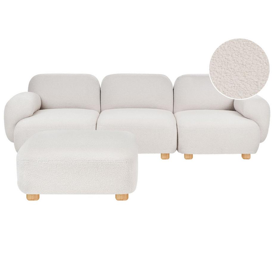 Beliani 3-Sitzer Sofa mit Ottomane aus Bouclé Modern AMLI  