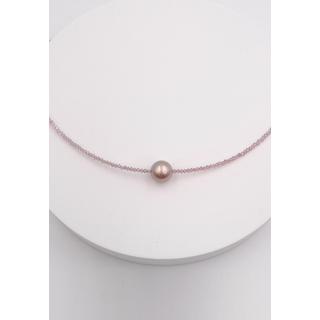 MUAU Schmuck  Collier Roségold 750 Süsswasserperle 10-11mm Spinell 