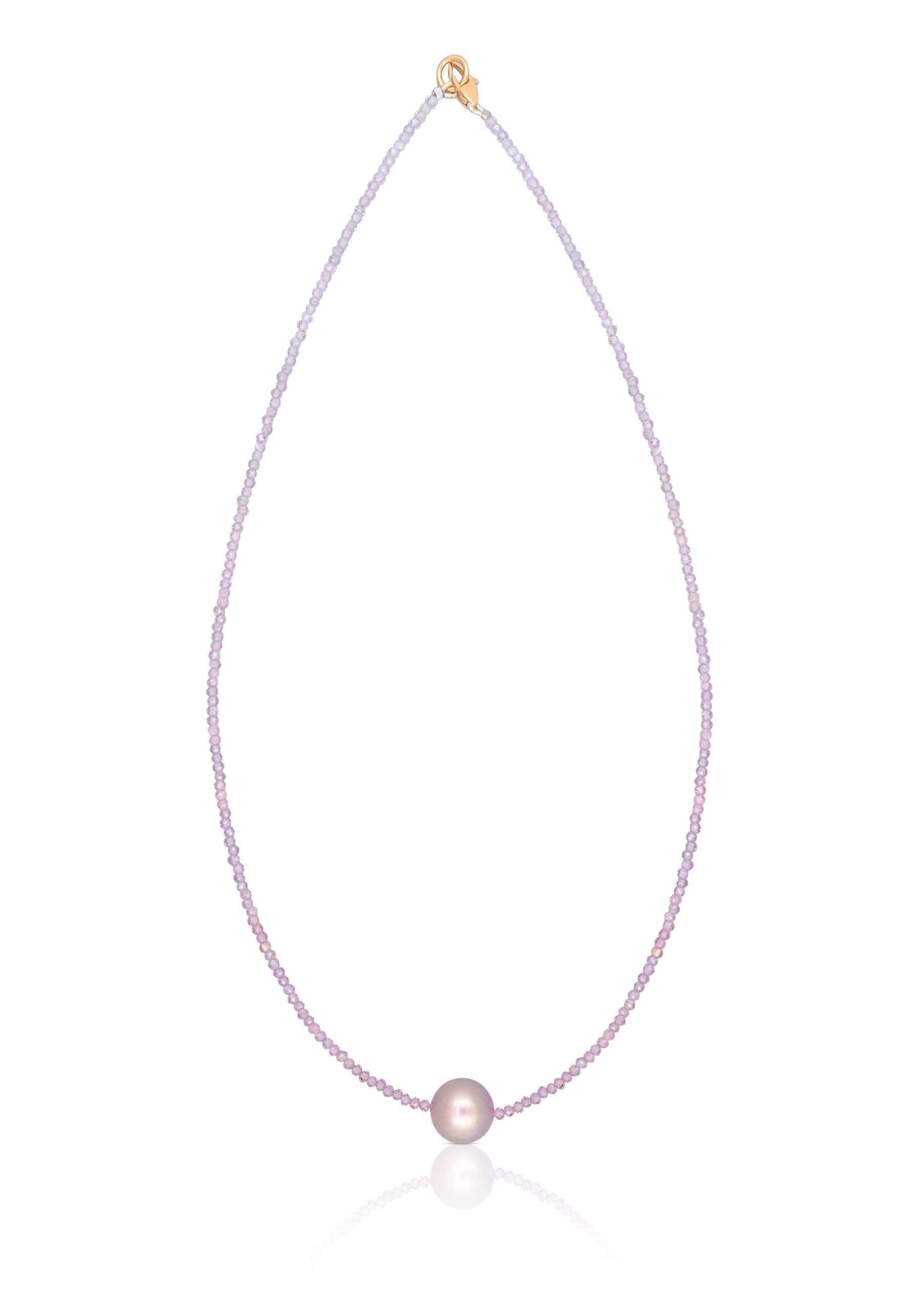 MUAU Schmuck  Collier Roségold 750 Süsswasserperle 10-11mm Spinell 