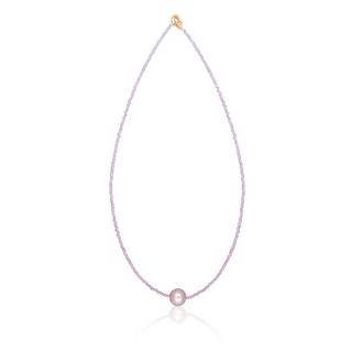 MUAU Schmuck  Collier Roségold 750 Süsswasserperle 10-11mm Spinell 