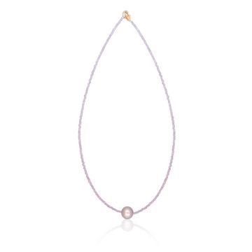 Collier Roségold 750 Süsswasserperle 10-11mm Spinell