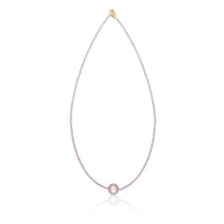 MUAU Schmuck  Collier Roségold 750 Süsswasserperle 10-11mm Spinell 