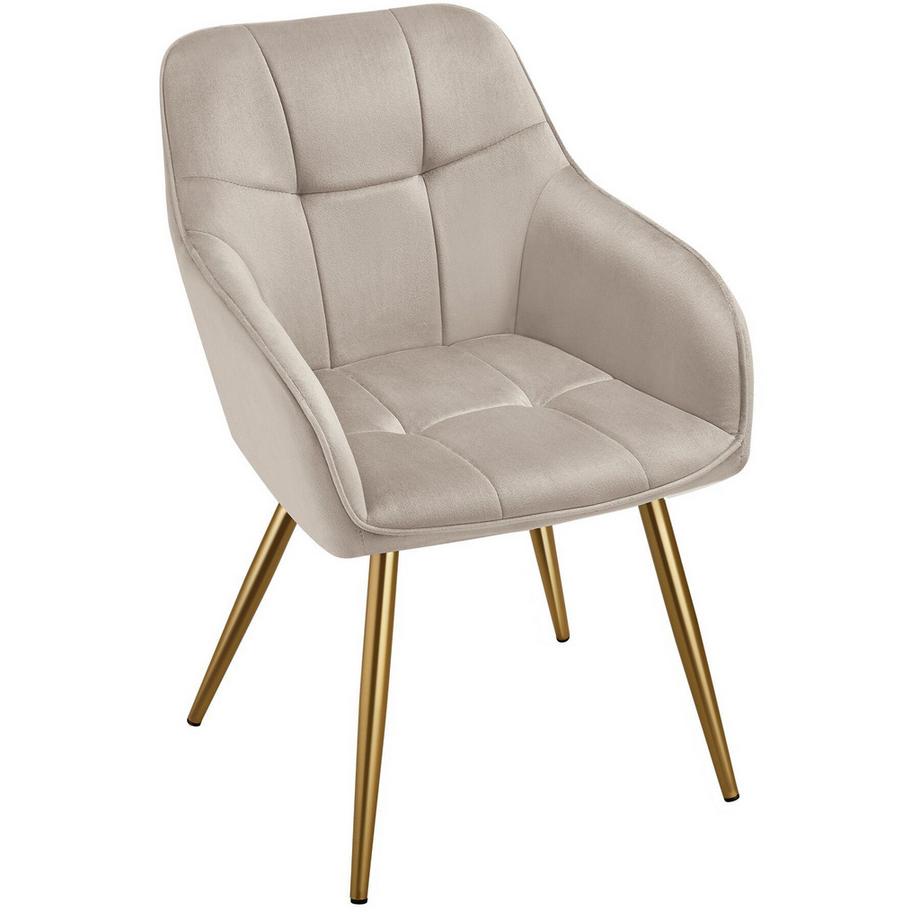 Tectake Chaise de salle à manger MARILYN en velours rembourré capitonné  