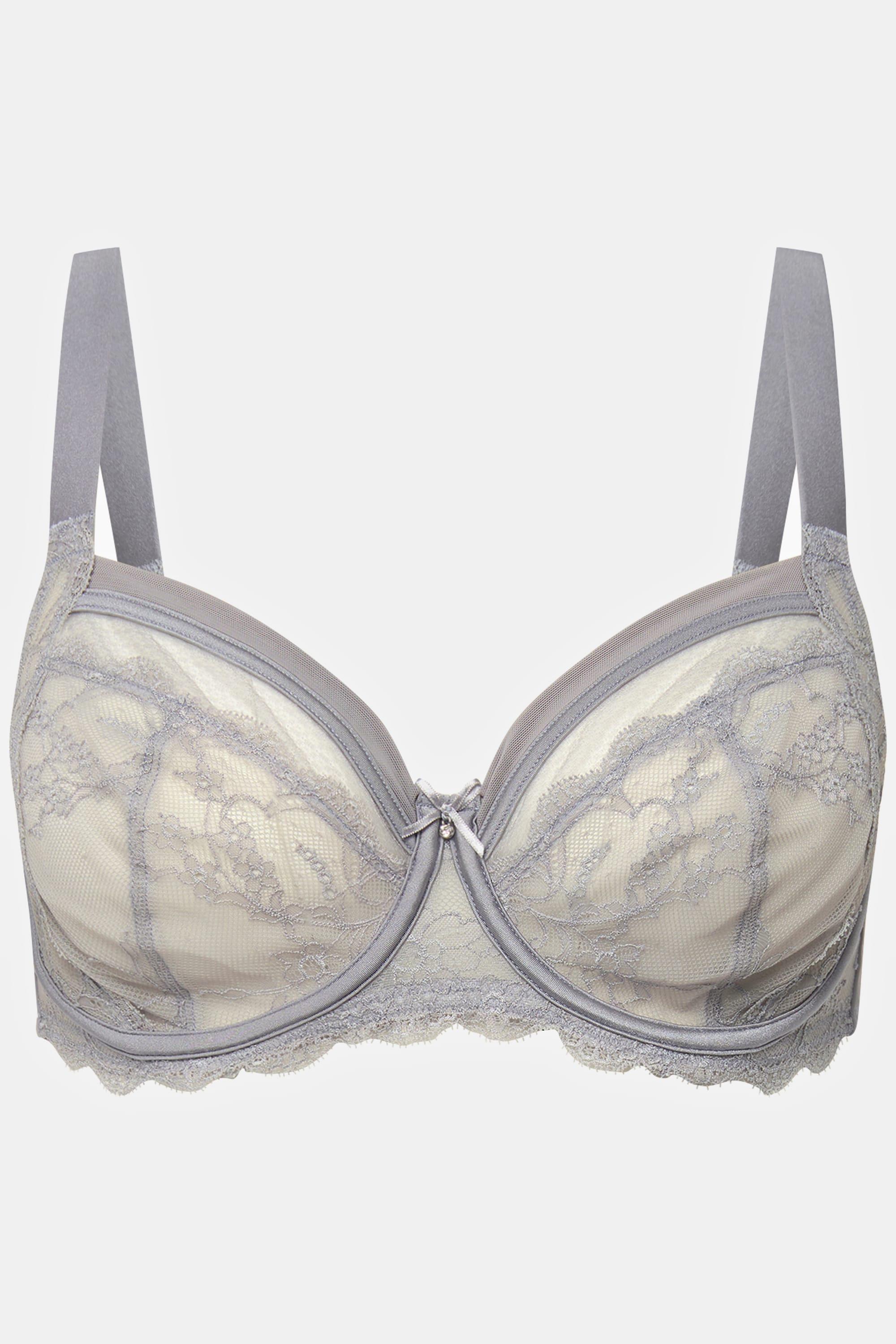 Ulla Popken  Reggiseno con pizzo, ferretto, coppe di mesh e coppa C-E 