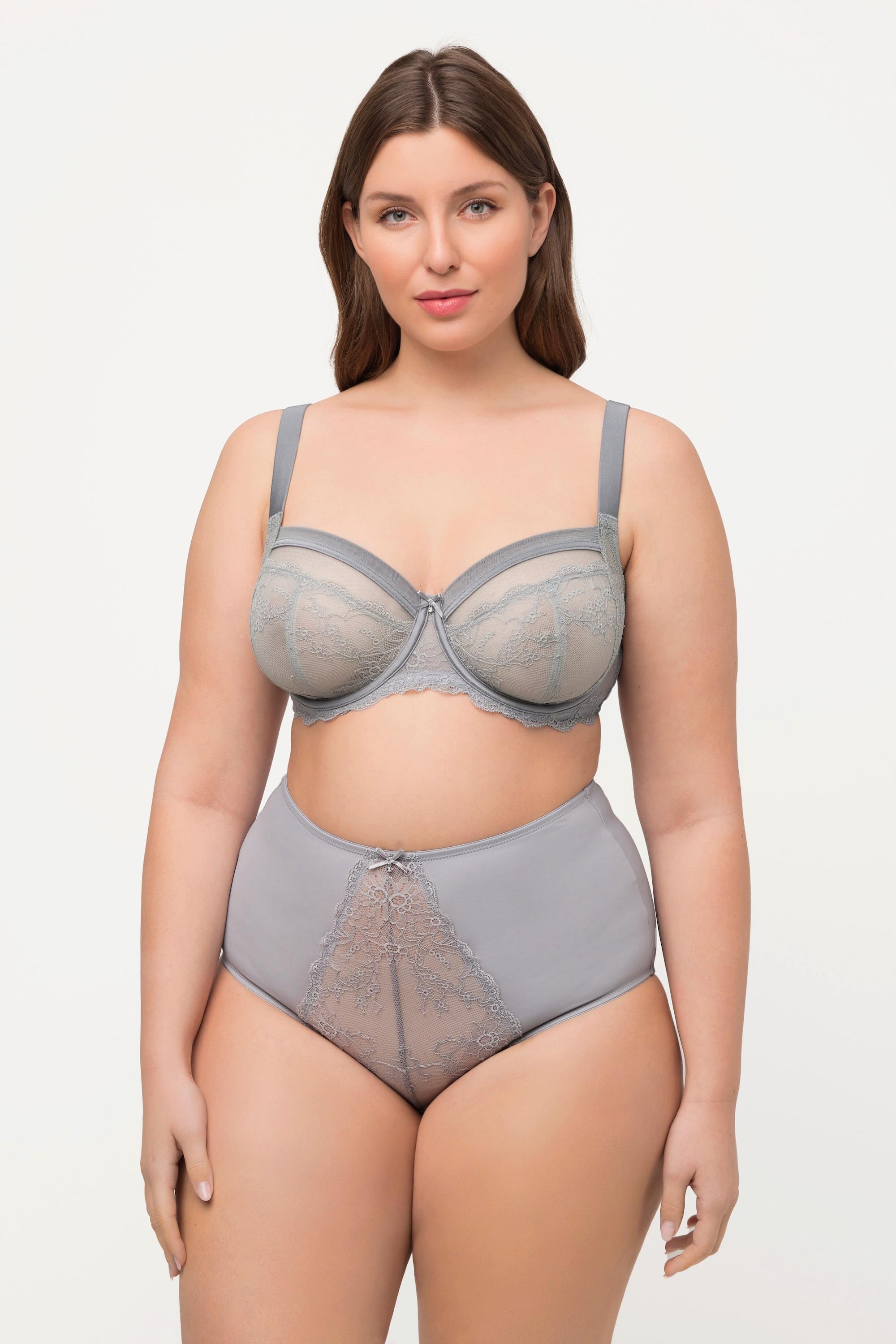 Ulla Popken  Reggiseno con pizzo, ferretto, coppe di mesh e coppa C-E 