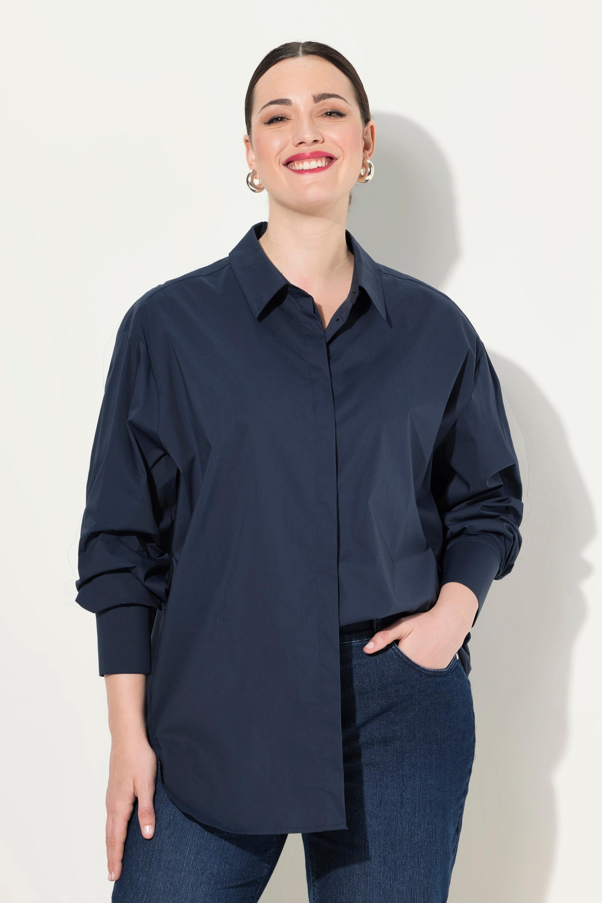 Ulla Popken  Chemisier oversize à manches longues et boutons en nacre 