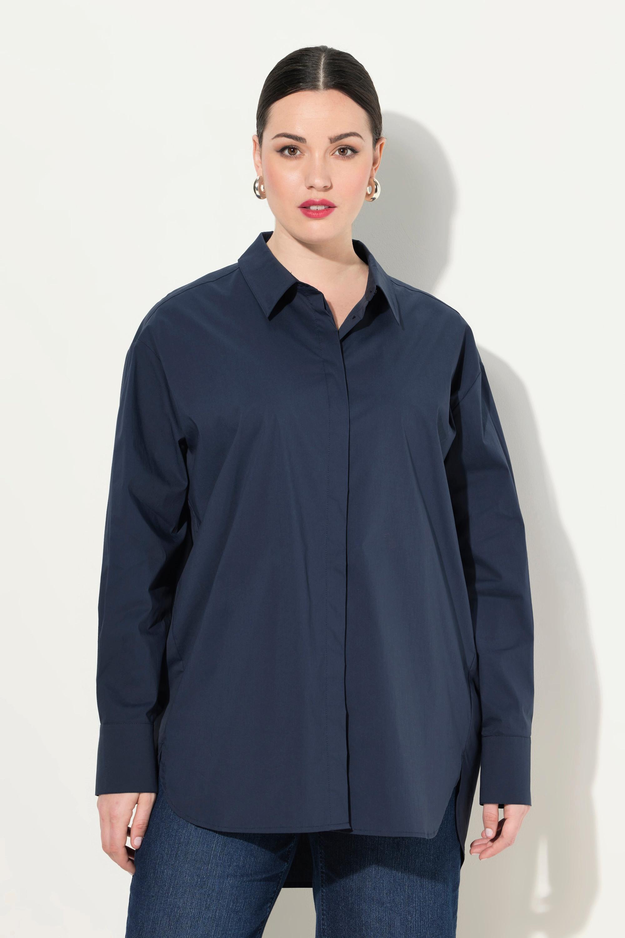 Ulla Popken  Chemisier oversize à manches longues et boutons en nacre 