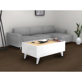 Vente-unique Couchtisch mit 1 Schublade & 2 Ablagefächern - Holzfarben & Weiß - ISALIA  