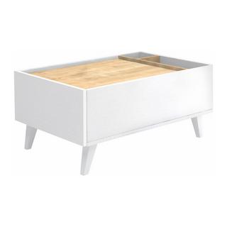 Vente-unique Couchtisch mit 1 Schublade & 2 Ablagefächern - Holzfarben & Weiß - ISALIA  