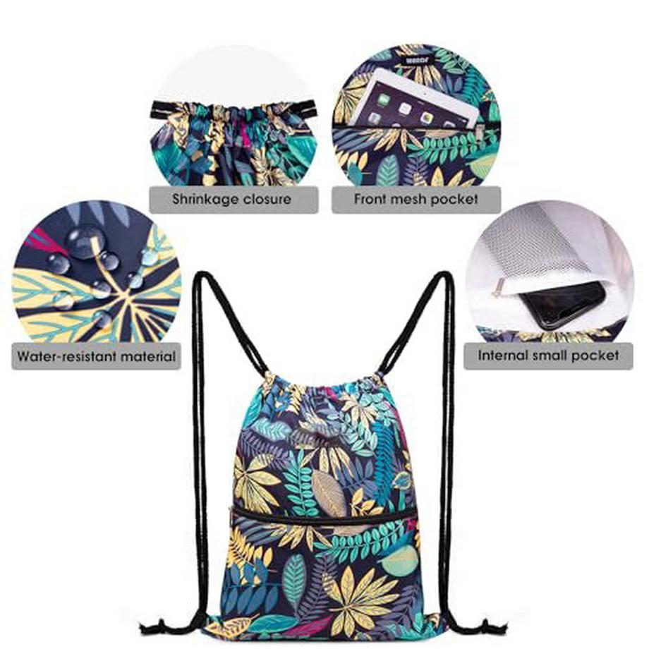 Only-bags.store Zaino con coulisse con tasche esterne e interne  