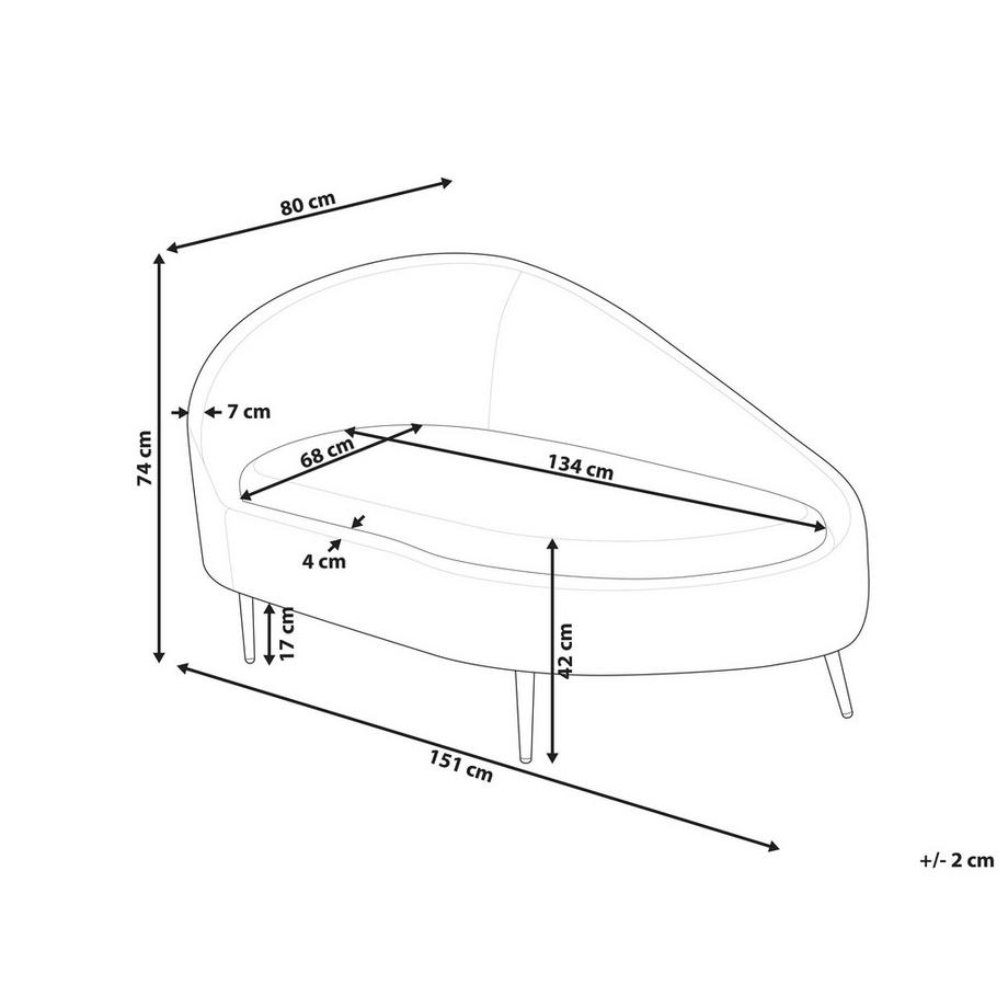 Beliani Chaise longue côté gauche en Tissu  VALREAS  