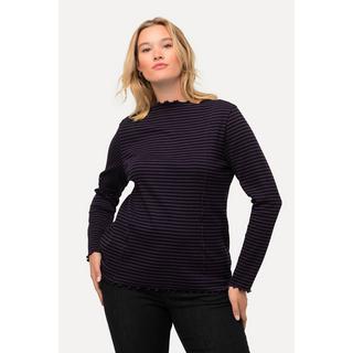 Ulla Popken  Maglia con righe, cuciture decorative, collo dolcevita e maniche lunghe 